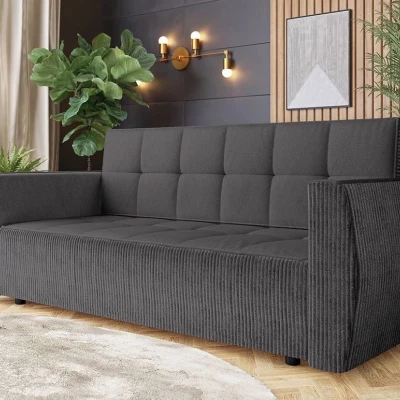 Rozkládací třímístná pohovka KILGORE - tmavá šedá