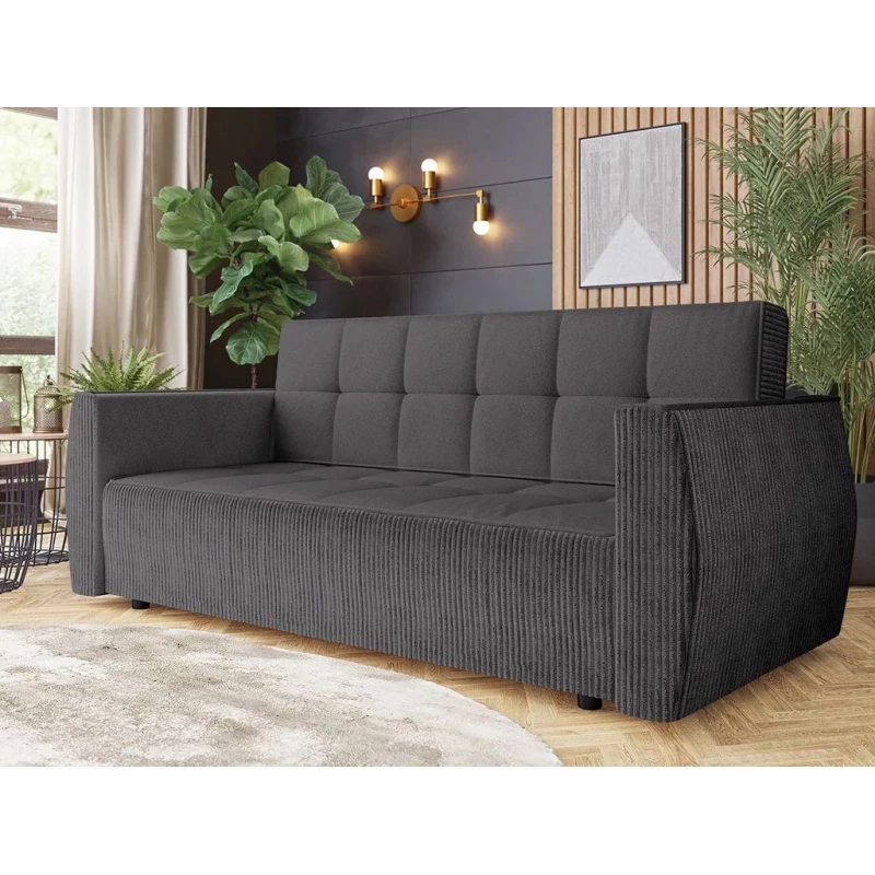 Rozkládací třímístná pohovka KILGORE - tmavá šedá