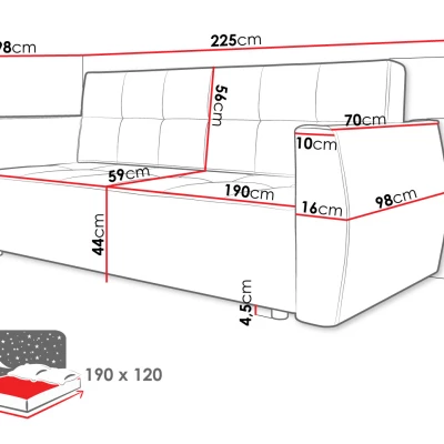 Rozkládací třímístná pohovka KILGORE - tmavá šedá