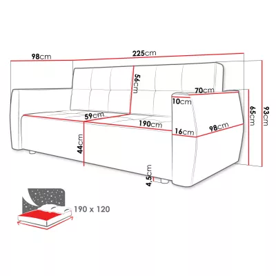 Rozkládací třímístná pohovka KILGORE - tmavá šedá