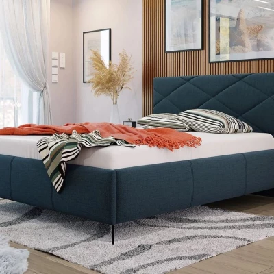 Čalouněná manželská postel s úložným prostorem 140x200 EMORIN - modrá