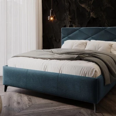 Čalouněná manželská postel s úložným prostorem 140x200 EMORIN - modrá