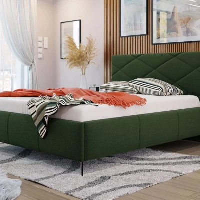 Čalouněná manželská postel s úložným prostorem 140x200 EMORIN - zelená