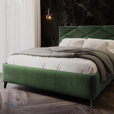 Čalouněná manželská postel s úložným prostorem 140x200 EMORIN - zelená