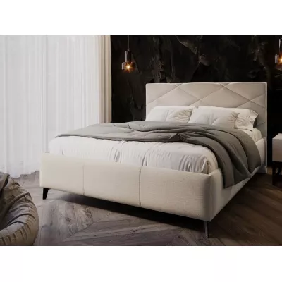 Čalouněná manželská postel s úložným prostorem 160x200 EMORIN - béžová