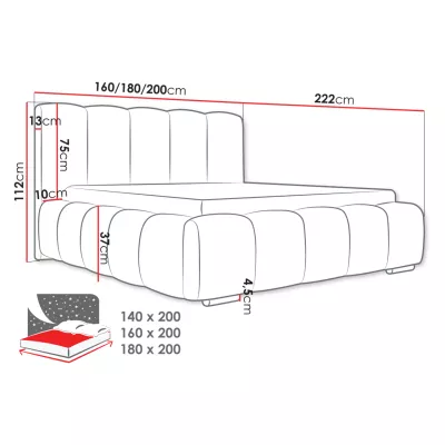 Čalouněná manželská postel 140x200 MIDKIFF - šedá