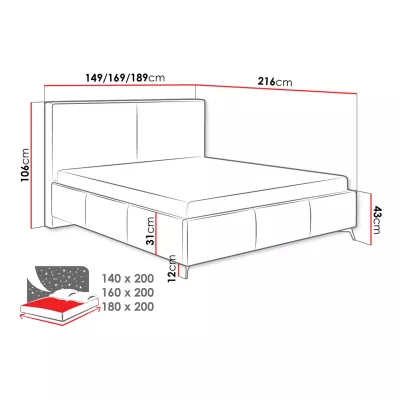Čalouněná manželská postel 140x200 SACHSE - béžová