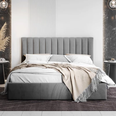 Čalouněná manželská postel 180x200 SELHOM - šedá