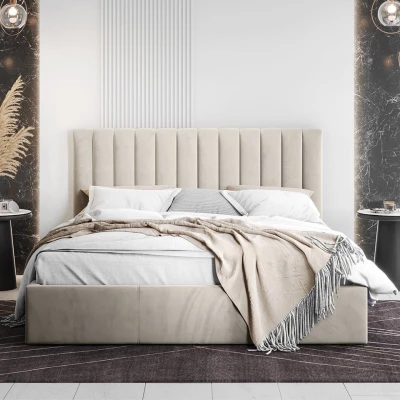 Čalouněná manželská postel 180x200 SELHOM - béžová