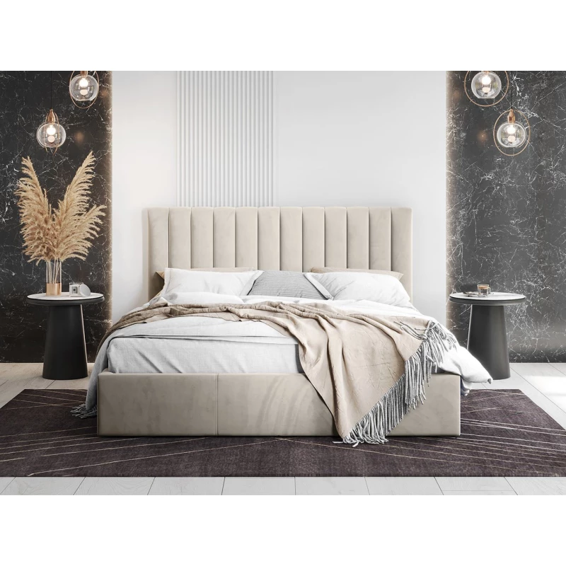 Čalouněná manželská postel 180x200 SELHOM - béžová