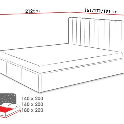 Čalouněná manželská postel 180x200 SELHOM - šedá