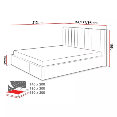 Čalouněná manželská postel 180x200 SELHOM - béžová
