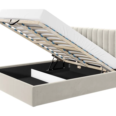 Čalouněná manželská postel 180x200 SELHOM - béžová