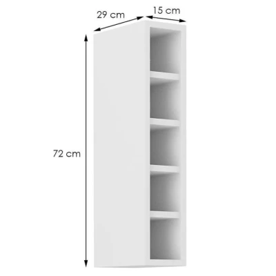 Horní otevřená skříňka SABRYA - šířka 15 cm, bílá