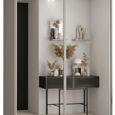 Šatní skříň INDIRA 2 - 130/60 cm, kašmír / stříbrná