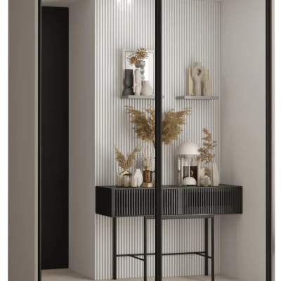 Šatní skříň INDIRA 2 - 130/60 cm, kašmír / černá