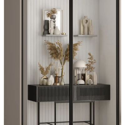 Šatní skříň INDIRA 2 - 120/60 cm, kašmír / černá