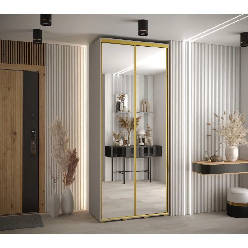Šatní skříň INDIRA 2 - 110/60 cm, kašmír / zlatá
