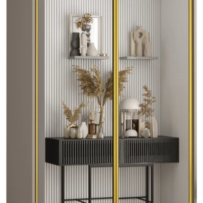 Šatní skříň INDIRA 2 - 100/60 cm, kašmír / zlatá