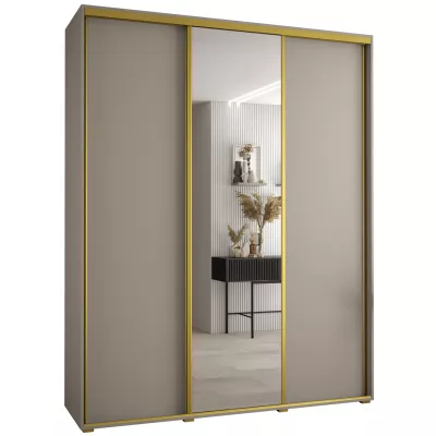 Šatní skříň INDIRA 3 - 200/60 cm, kašmír / zlatá