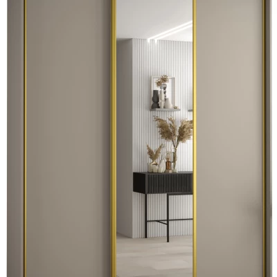 Šatní skříň INDIRA 3 - 190/60 cm, kašmír / zlatá