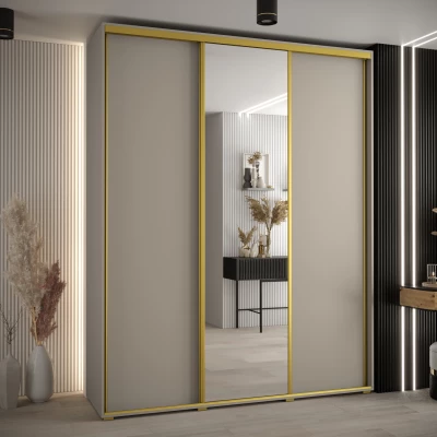 Šatní skříň INDIRA 3 - 180/60 cm, kašmír / zlatá