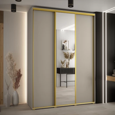 Šatní skříň INDIRA 3 - 170/60 cm, kašmír / zlatá