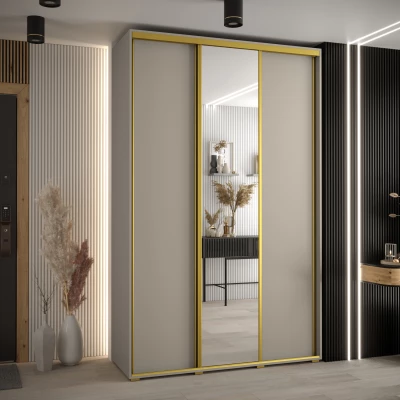 Šatní skříň INDIRA 3 - 160/60 cm, kašmír / zlatá