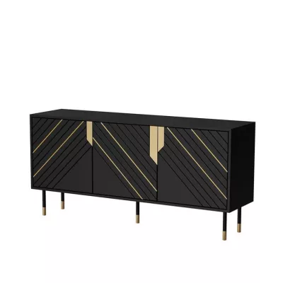 Široká komoda s dvířky do obýváku SACUL 1 - černá / zlatá