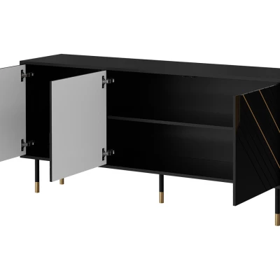 Široká komoda s dvířky do obýváku SACUL 1 - černá / zlatá