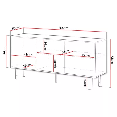 Široká komoda s dvířky do obýváku SACUL 1 - černá / zlatá