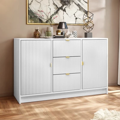 Komoda s dvířky a šuplíky TABORO - bílá velvet