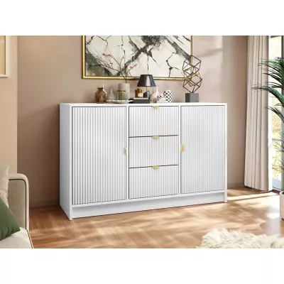 Komoda s dvířky a šuplíky TABORO - bílá velvet