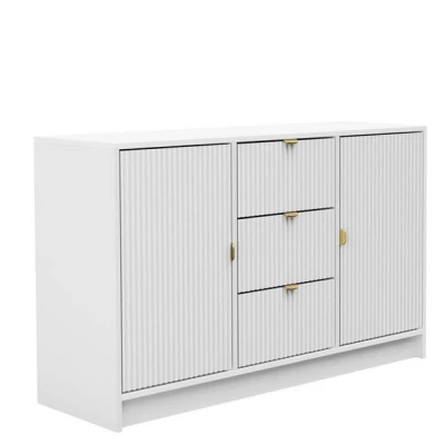 Komoda s dvířky a šuplíky TABORO - bílá velvet