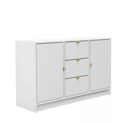 Komoda s dvířky a šuplíky TABORO - bílá velvet