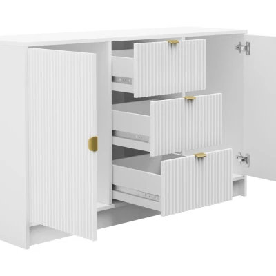 Komoda s dvířky a šuplíky TABORO - bílá velvet