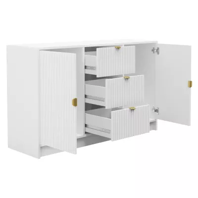 Komoda s dvířky a šuplíky TABORO - bílá velvet