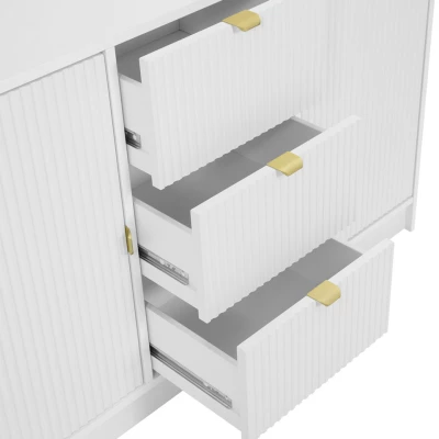 Komoda s dvířky a šuplíky TABORO - bílá velvet