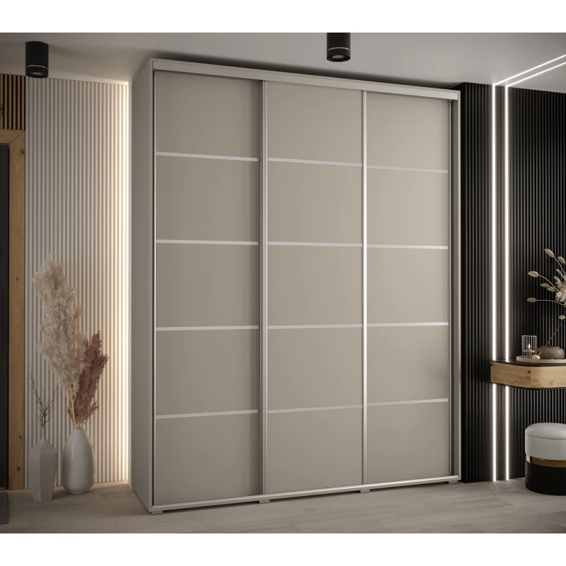 Šatní skříň INDIRA 4 - 190/60 cm, kašmír / stříbrná