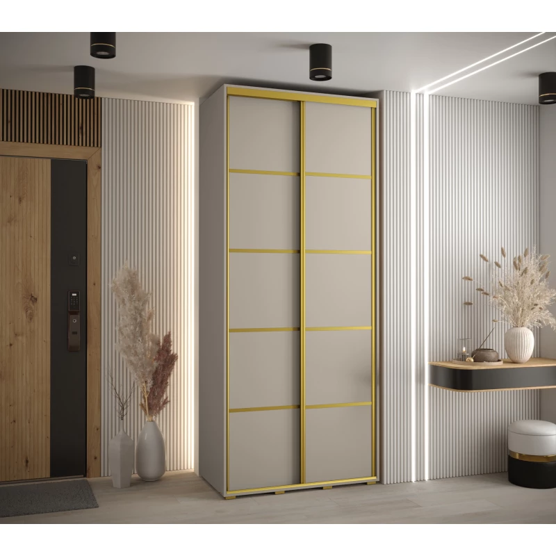 Šatní skříň INDIRA 4 - 110/60 cm, kašmír / zlatá