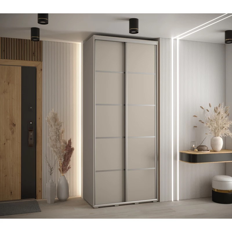 Šatní skříň INDIRA 4 - 100/60 cm, kašmír / stříbrná