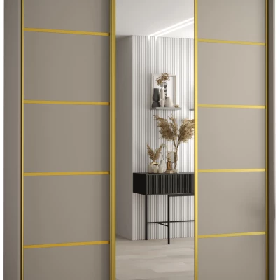 Šatní skříň INDIRA 5 - 200/60 cm, kašmír / zlatá