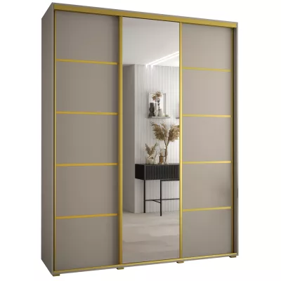 Šatní skříň INDIRA 5 - 190/60 cm, kašmír / zlatá