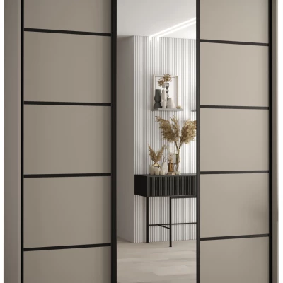 Šatní skříň INDIRA 5 - 190/60 cm, kašmír / černá