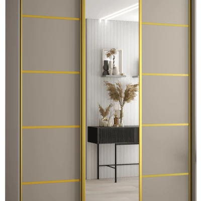 Šatní skříň INDIRA 5 - 180/60 cm, kašmír / zlatá