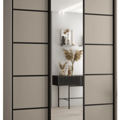 Šatní skříň INDIRA 5 - 180/60 cm, kašmír / černá