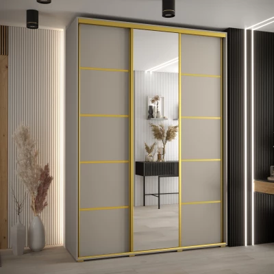 Šatní skříň INDIRA 5 - 170/60 cm, kašmír / zlatá