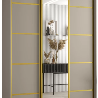Šatní skříň INDIRA 5 - 150/60 cm, kašmír / zlatá
