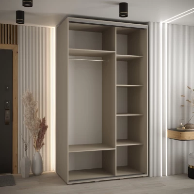 Šatní skříň INDIRA 5 - 130/60 cm, kašmír / černá