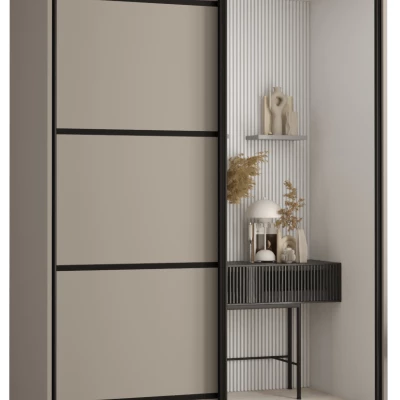 Šatní skříň INDIRA 5 - 130/60 cm, kašmír / černá